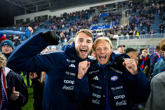 Muamer Brajanac and Carl Lange of Vålerenga celebrates