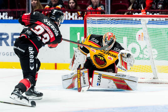 Malmö Redhawks Lassi Thomson och Luleås målvakt Joel