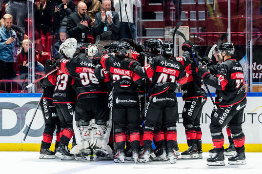 Malmö Redhawks spelare jublar