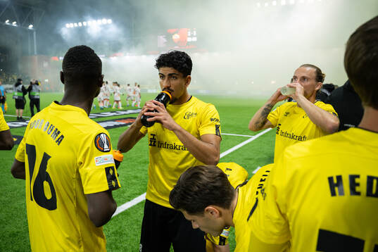 Ahmed Qasem and Niklas Hult of Elfsborg