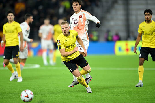 Per Frick of Elfsborg and Paulo Dybala of Roma