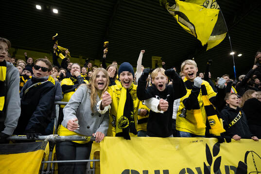 Supporters of Elfsborg celebrate in the stands