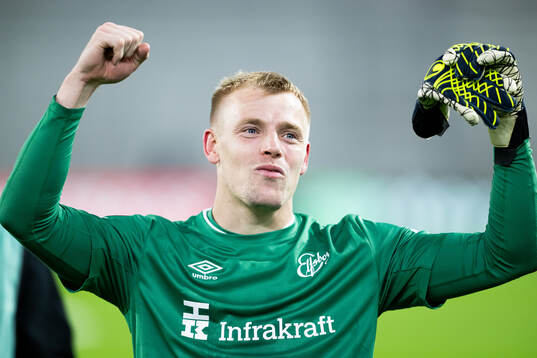 Goalkeeper Isak Pettersson of Elfsborg celebrates