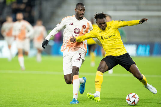 Evan N'Dicka of Roma and Jalal Abdullai of Elfsborg