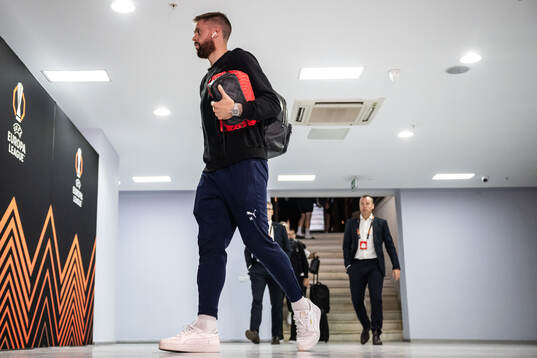 Pontus Jansson of Malmö FF arrives to the arena