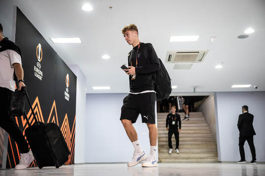 Zakaria Loukili of Malmö FF arrives to the arena