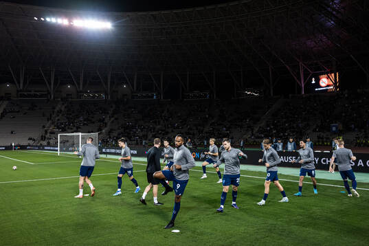 Players of Malmö FF at warm up