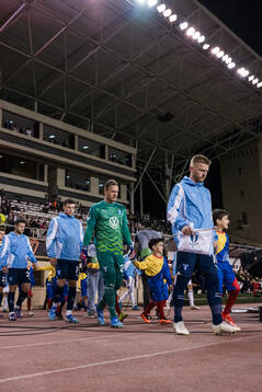 Anders Christiansen of Malmö FF enters the pitch with