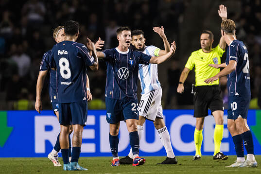 Lasse Berg Johnsen of Malmö FF reacts