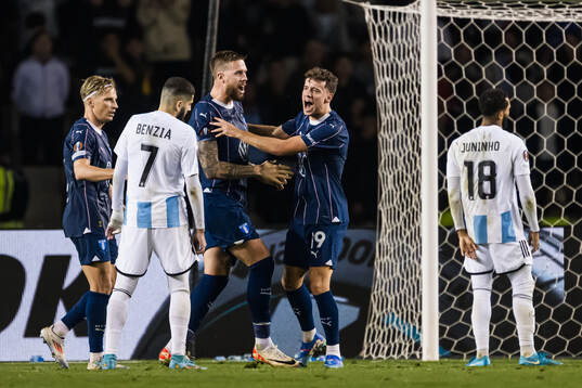 Pontus Jansson and Colin Rösler of Malmö FF celebrating