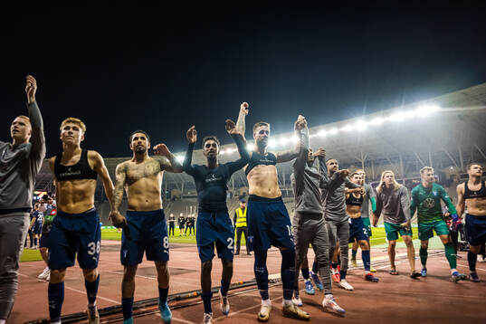 Hugo Bolin and Pontus Jansson of Malmö FF celebrate with