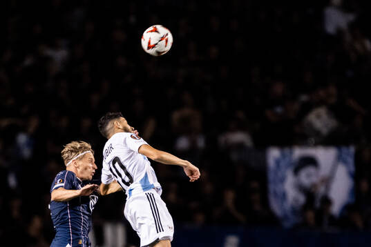 Jens Stryger Larsen of Malmö FF and Abdellah Zoubir of