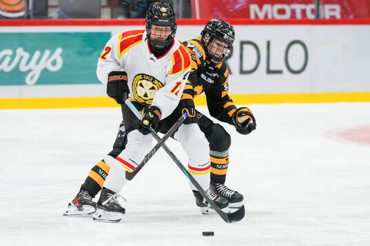 Brynäs Mina Waxin och Skellefteås Jenna Pirttijärvi