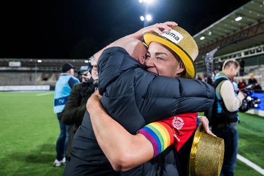 FC Rosengårds tränare Joel Kjetselberg och Caroline Seger