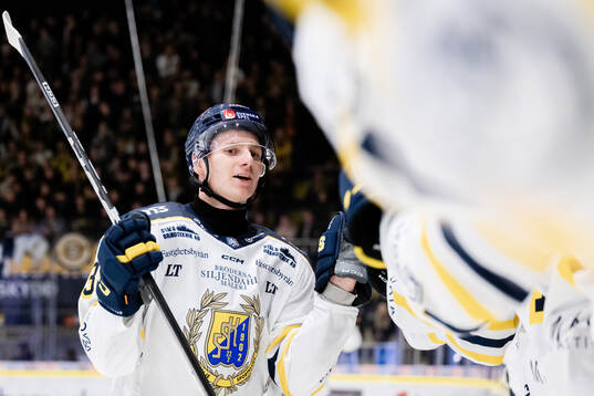 Södertäljes Egor Polin jublar