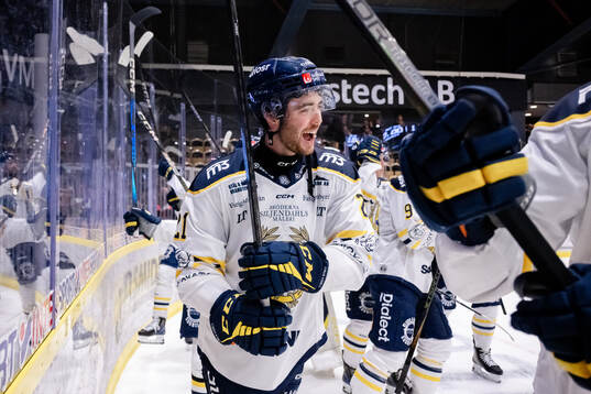 Södertäljes Nolan Stevens jublar
