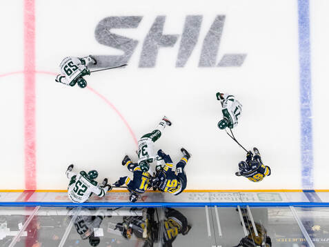 HV71s Jamiro Reber, Mikael Seppälä och Mattias Tedenby i