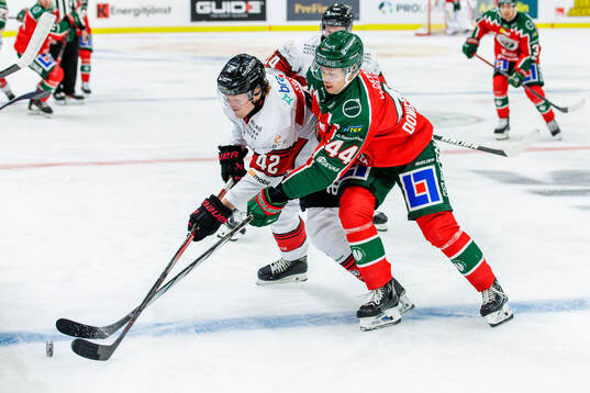 Malmö Redhawks Robin Salo och Frölundas Noah Dower Nilsson