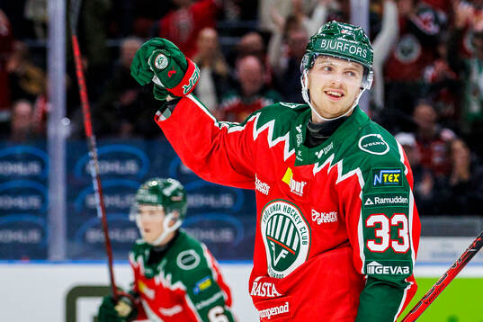 Frölundas Linus Högberg jublar
