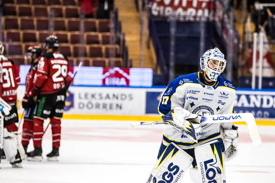 Leksands målvakt Jakob Hellsten deppar