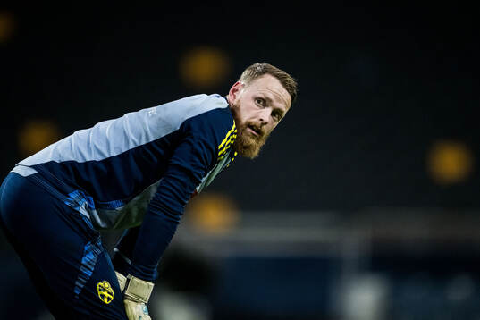 Goalkeeper Viktor Johansson of the Swedish men's football