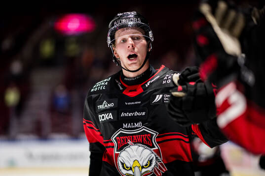 Malmö Redhawks Otto Stenberg jublar