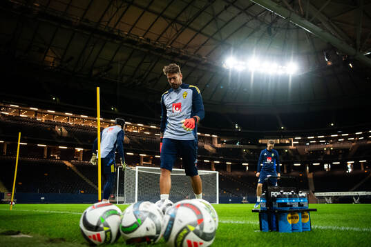 Goalkeeper Kristoffer Nordfeldt of the Swedish men's