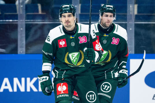 David Tomasek och Per Åslund of Färjestad celebrate