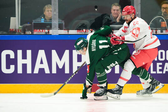 Joakim Nygård of Färjestad  and Vladimir Dravecky of