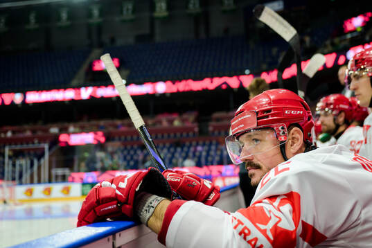 Vladimir Dravecky of Ocelari Trinec looks dejected