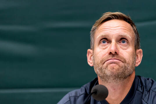 Head coach Martin Sjögren of Hammarby at a press conference