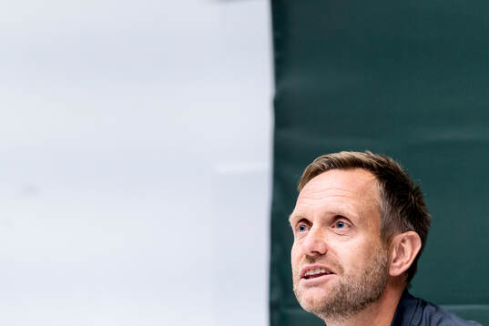 Head coach Martin Sjögren of Hammarby at a press conference