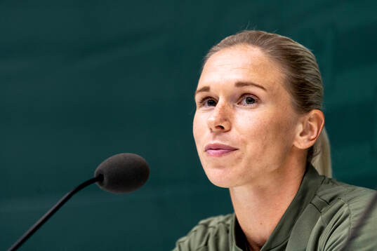 Jonna Andersson of Hammarby at a press conference