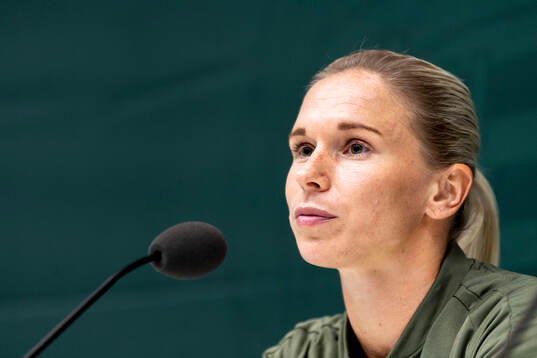Jonna Andersson of Hammarby at a press conference