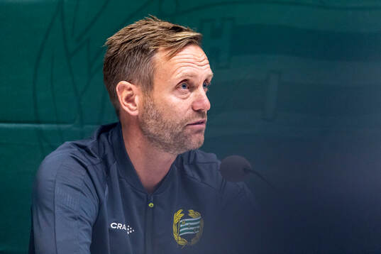 Head coach Martin Sjögren of Hammarby at a press conference