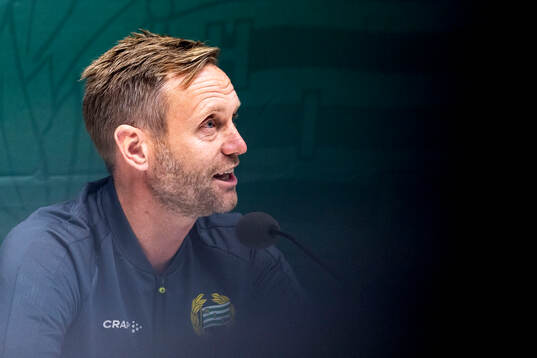 Head coach Martin Sjögren of Hammarby at a press conference
