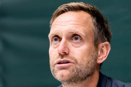 Head coach Martin Sjögren of Hammarby at a press conference