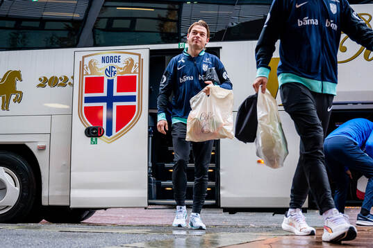 Patrick Berg of the Norwegian national football team arrives