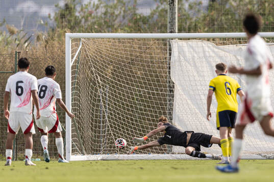 Goalkeeper William Nieroth Lundgren of Sweden