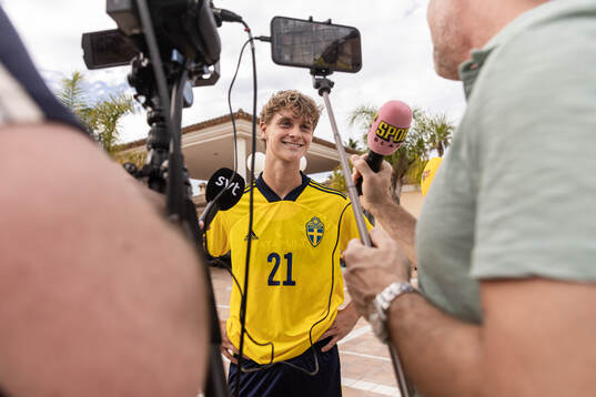 Maximilian Ibrahimovic of Sweden speaks with media