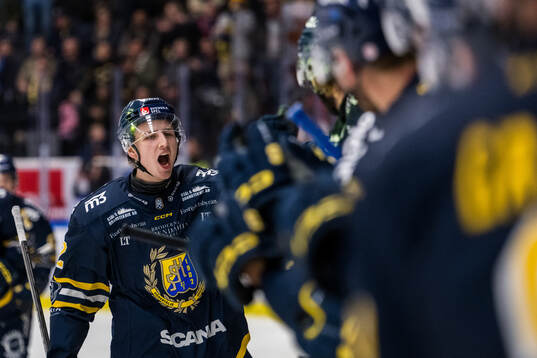 Södertäljes Albert Wikman jublar
