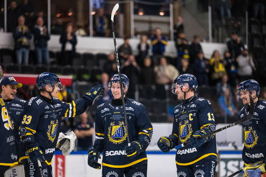 Södertäljes Egor Polin jublar