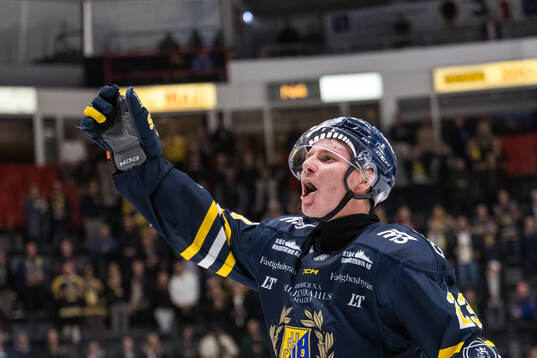 Södertäljes Egor Polin jublar