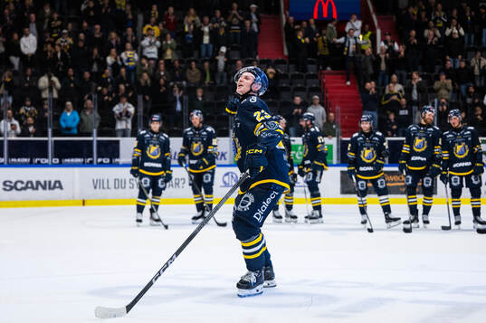 Södertäljes Egor Polin jublar