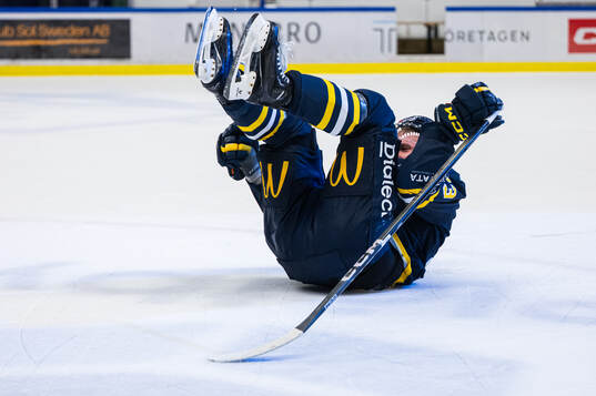 Södertäljes Egor Polin jublar
