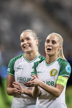 Alice Carlsson and Eva Nyström of Hammarby celebrates