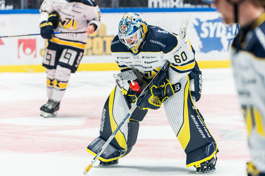 HV71s målvakt Hugo Alnefelt deppar