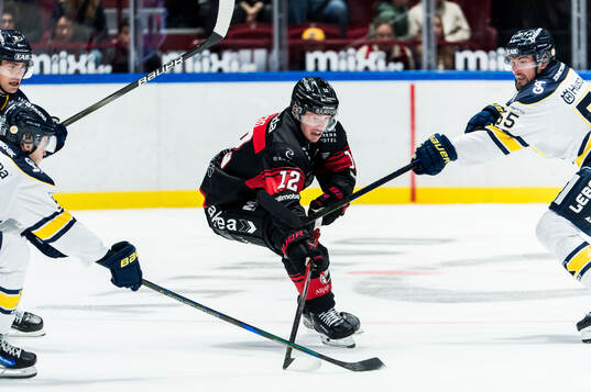 Malmö Redhawks Linus Öberg och HV71s Mikael Seppälä