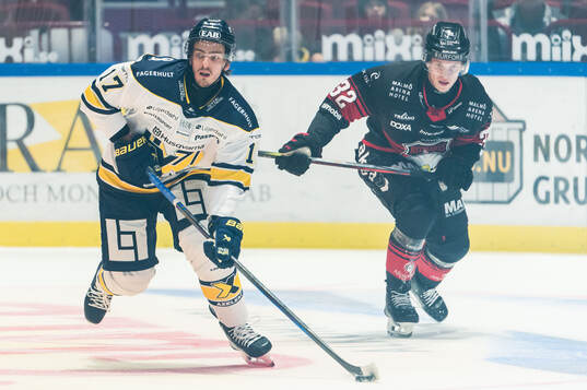 HV71s Isac Brännström och Malmö Redhawks Joona Ikonen