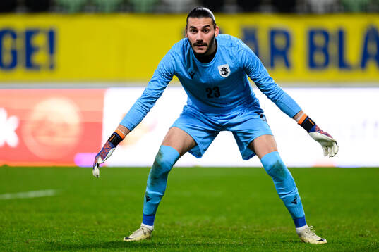 Goalkeeper Luka Kharatishvili of Georgia
